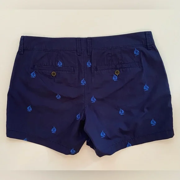 Old Navy Everyday Shorts, Mid-Rise Cotton Nautical Embroidered Chino Shorts Sz 6 - Picture 2 of 5